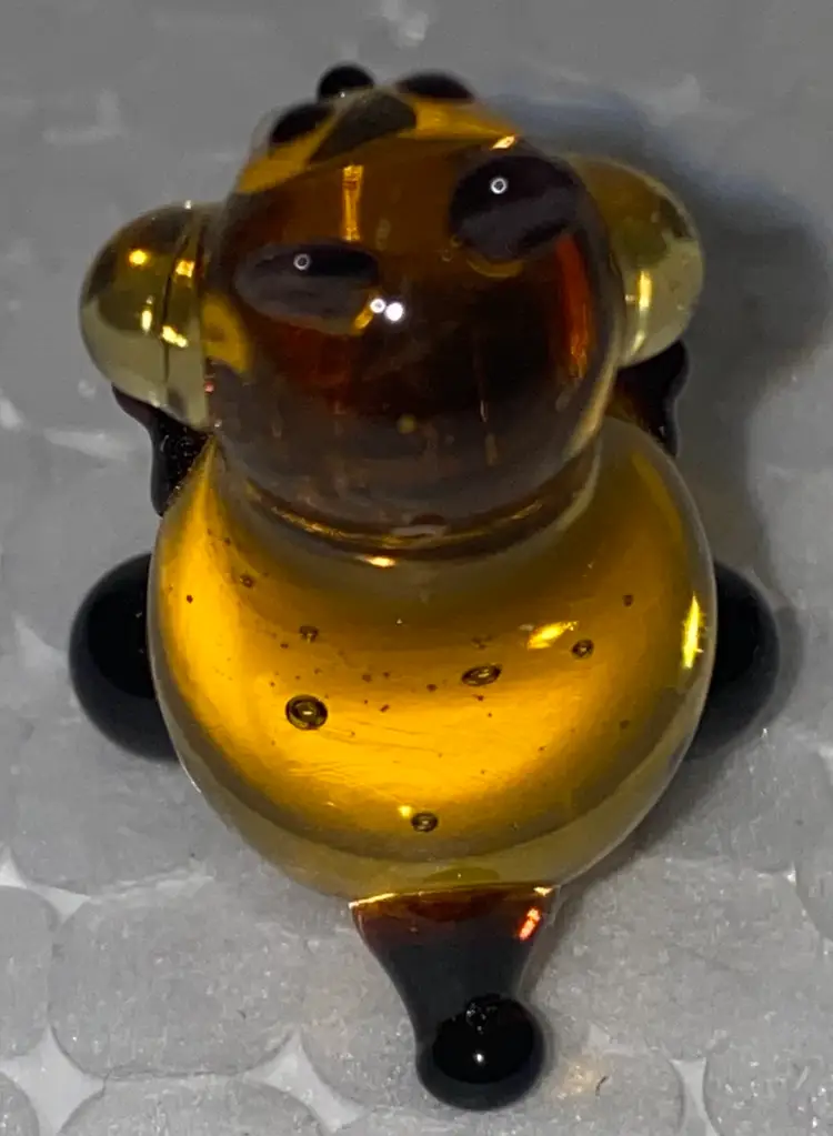 #01 25% Off In From Ukraine Miniature (1 To 1.5") Blown Glass  Amber And Black Cat Front And Back Photos (was $8)