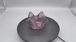 Vintage Amethyst Purple Handkerchief Candle Holder Trinket Dish Swirled Slag Glass Tealight Votive 4.5"