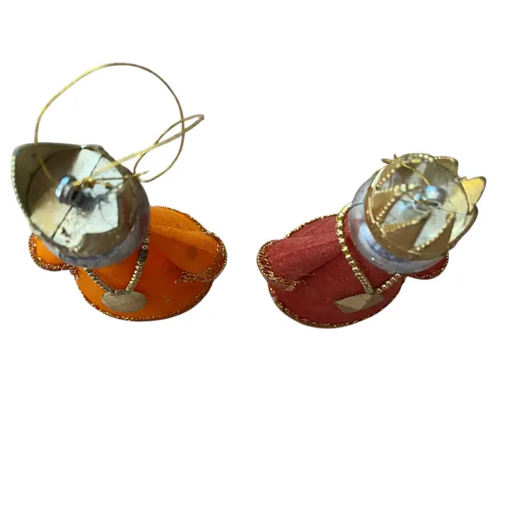 Vintage Doubl Glo Flocked Wisemen Ornaments