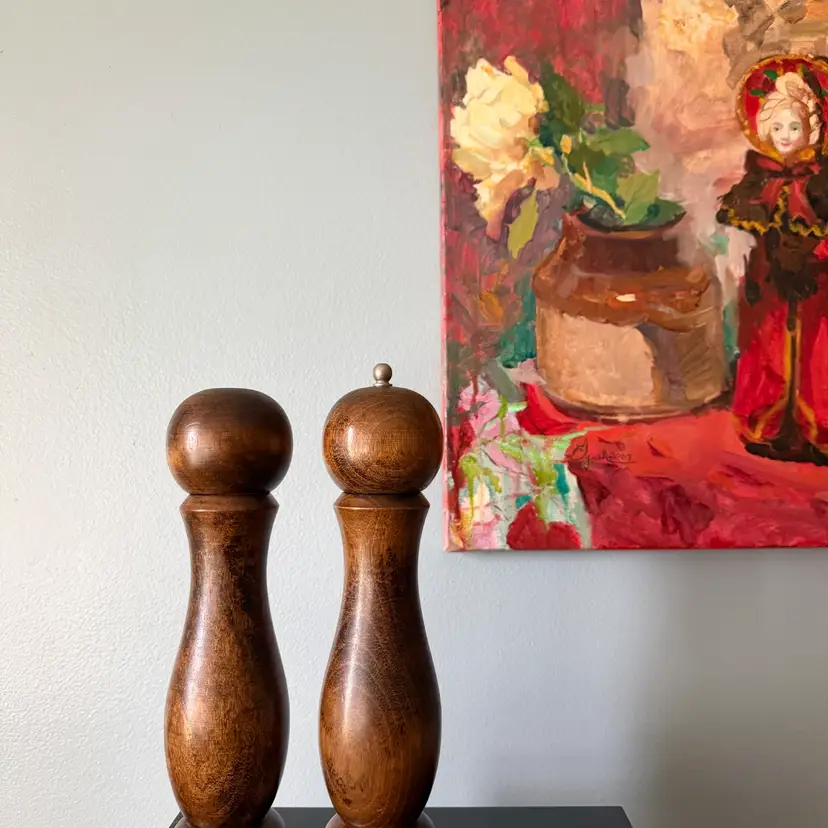 Vintage Wooden Salt or Pepper Mill – 11” Tall – Working Grinder