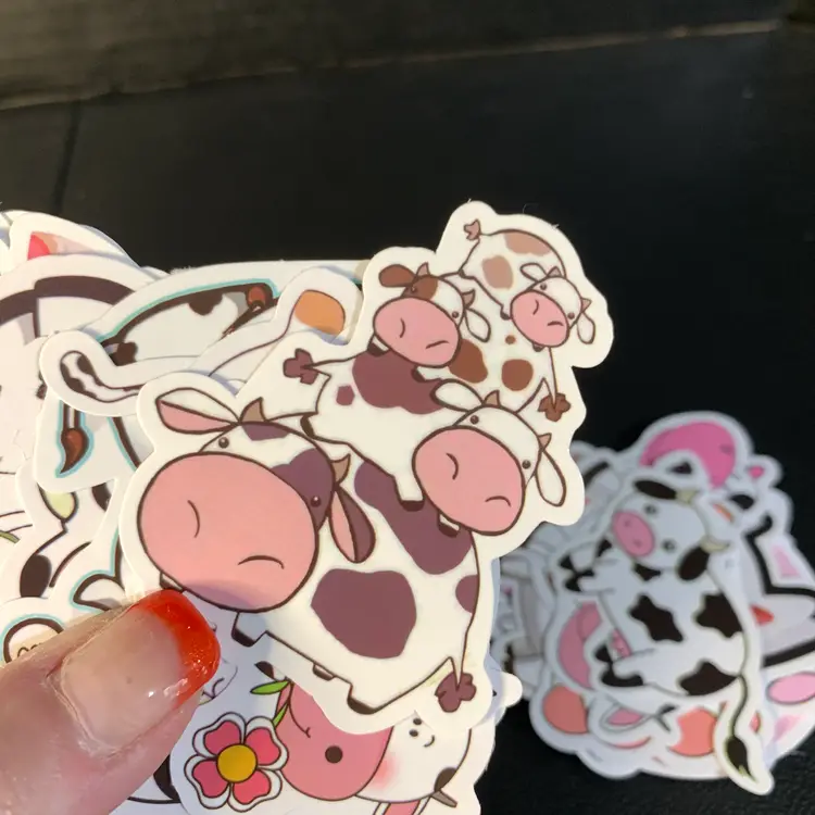 50-Cow Themed Stickers
