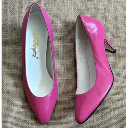 Vintage Pink Leather Pumps High Heel Shoes Size 7 M Made In Italy Barbiecore