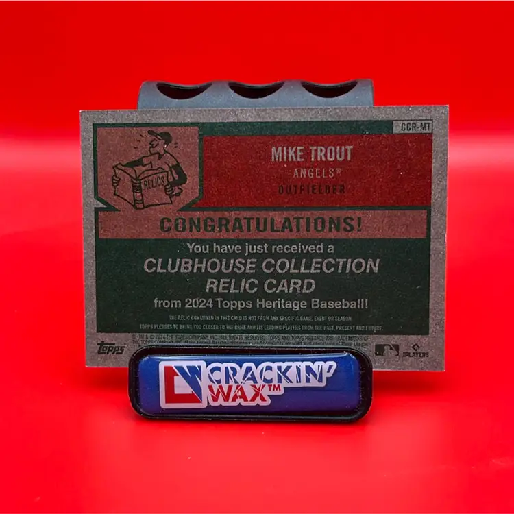 Mike Trout 2024 Topps Heritage Clubhouse Collection Relic Card Los Angeles Angels