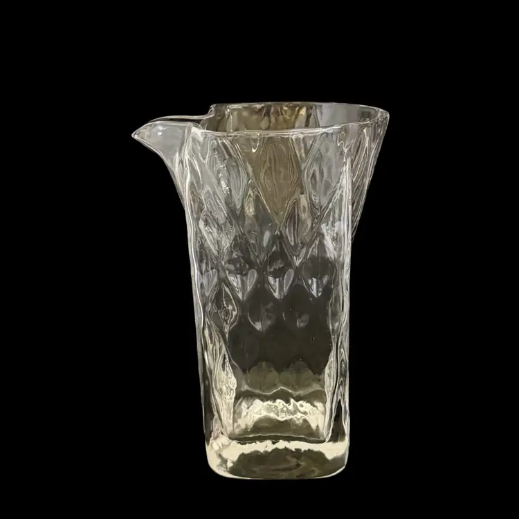 Clear Glass Pitcher/Vase Quilted Diamond Optic Glows
5.5” T x 3.5” W (top)