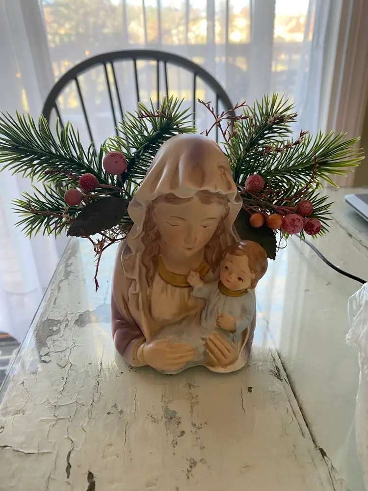 Vintage Virgin Mary Madonna Baby Jesus Planter Figurine  Napcoware  R7076 Japan