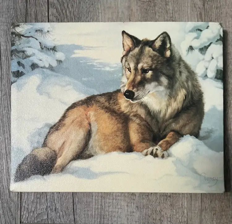 Wolf Oil Painting 8x10 inch Mounted