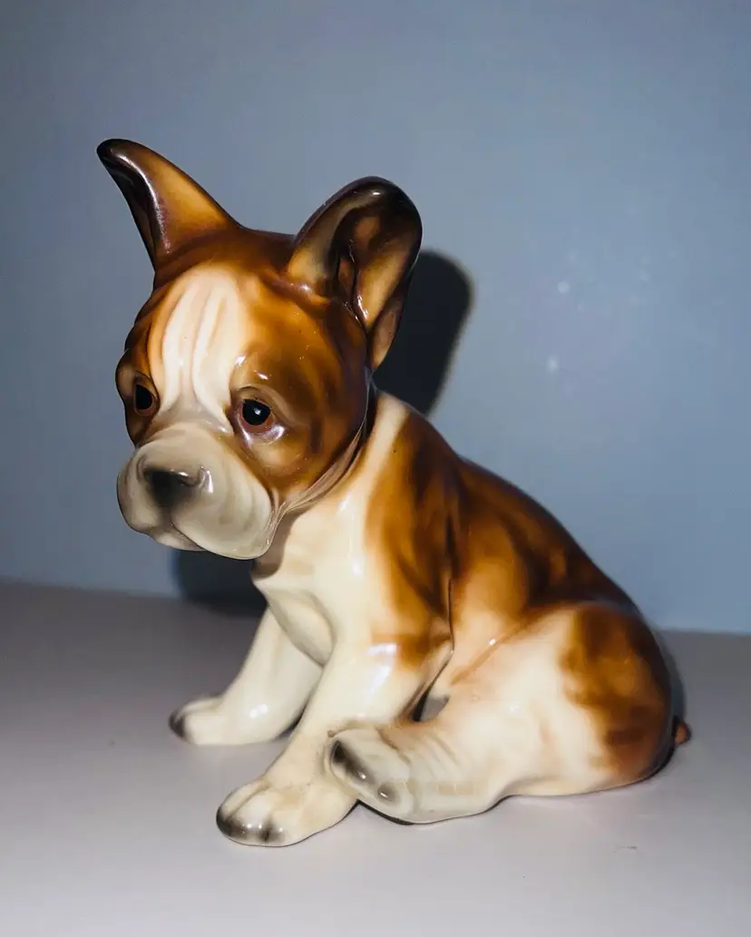 Vintage Sitting Boxer Puppy Figurine Japan