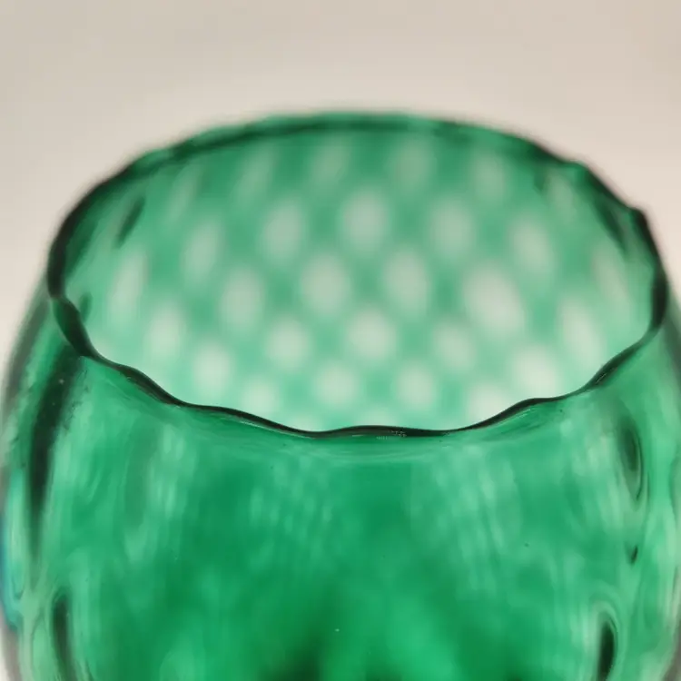 #01 - Italian Vintage 1960/1970s Empoli Jade Blue Green Diamond Optic Balloon Glass