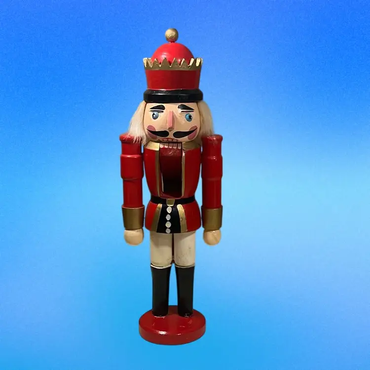 Red Nutcracker Wooden 13.75” (*read)