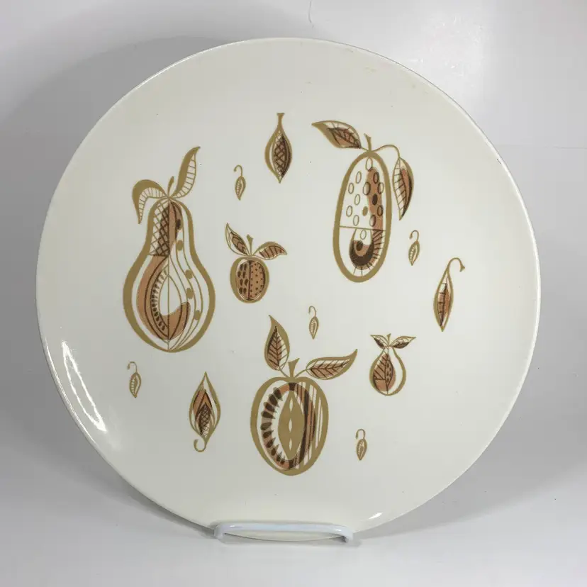 Large Ceramic Chop Plate Platter Pear Apple Fruit Wall Décor MCM Vintage 12”