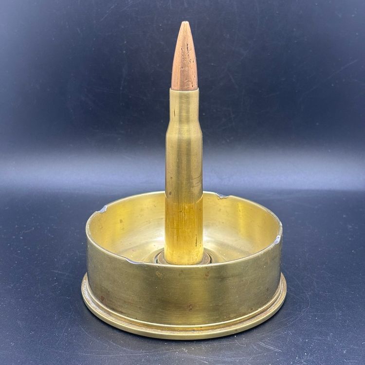 Vintage Metal Brass Trench Art 1942 Ashtray 5.5”x4”