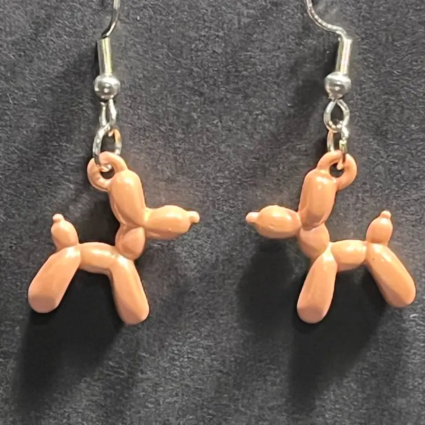 Tan Balloon Dog Earrings Made By Me