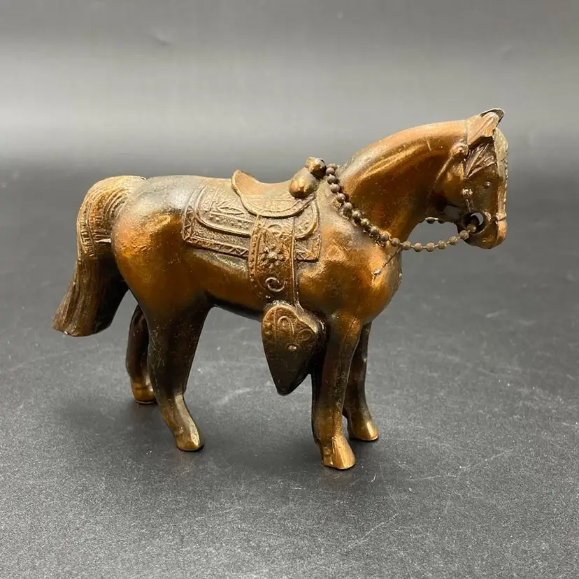 Bronze Toned Metal Horse Pony Carnival Prize Western Farm Animal VTG Figurine