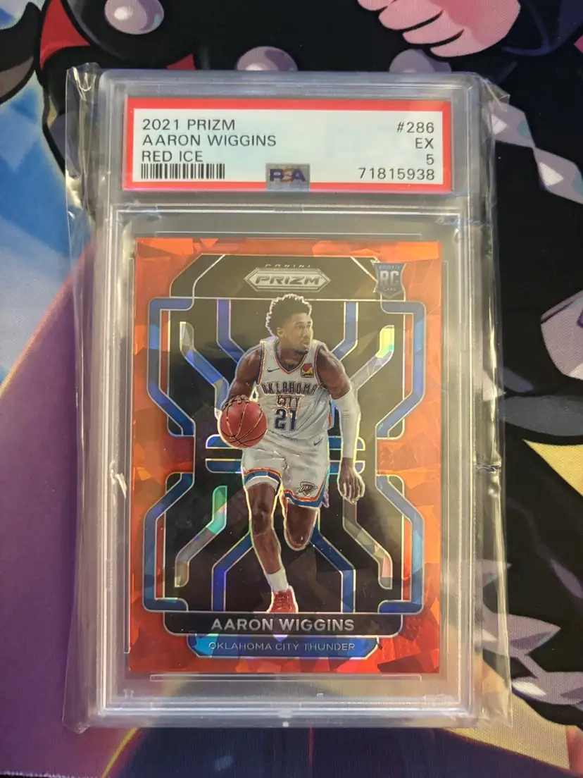 2021-22 Prizm Aaron Wiggins Cracked Red Ice Prizm Rookie RC #286 PSA OKC Thunder