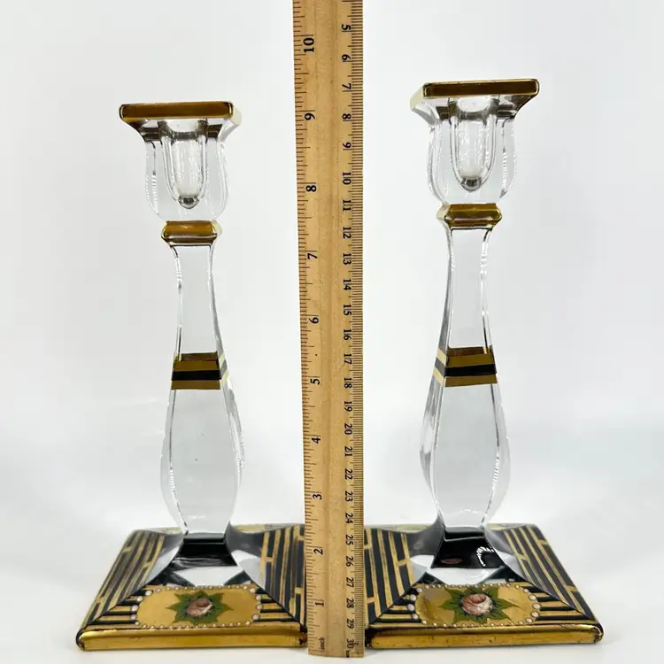 Art Deco Console Bowl And Candle Holder Set