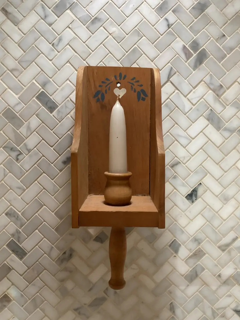 Wooden Heart Wall Sconce Candle Holder