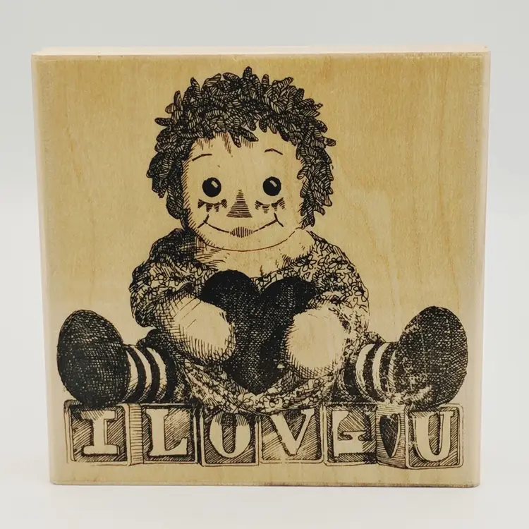 Impression Obsession I Love You Doll Blocks Raggedy Ann Rubber Stamp Adorable
