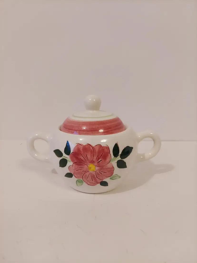 Stangl Pottery Wild Rose Lidded Sugar Dish