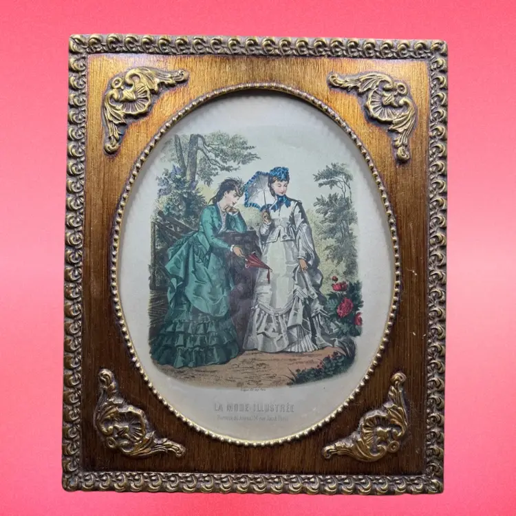 Antique Victorian La Mode Illustrée Print, French Fashion, Professionally Framed
