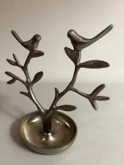 Red Envelope Sculpted Metal Catchall With Birds Jewelry Ring Holder