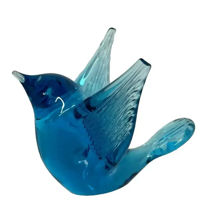 Vintage “Tors” Blue Bird Art Glass Figurine Paperweight Sweden - Signed