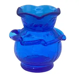 Cobalt Blue Crackle Glass Vase