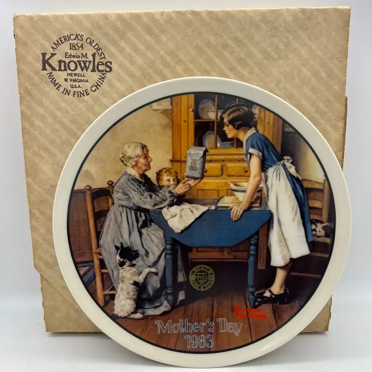 Knowles 1983 Norman Rockwell Mother’s Day Plate Add Two Cups Bradex 84-R70-2.8