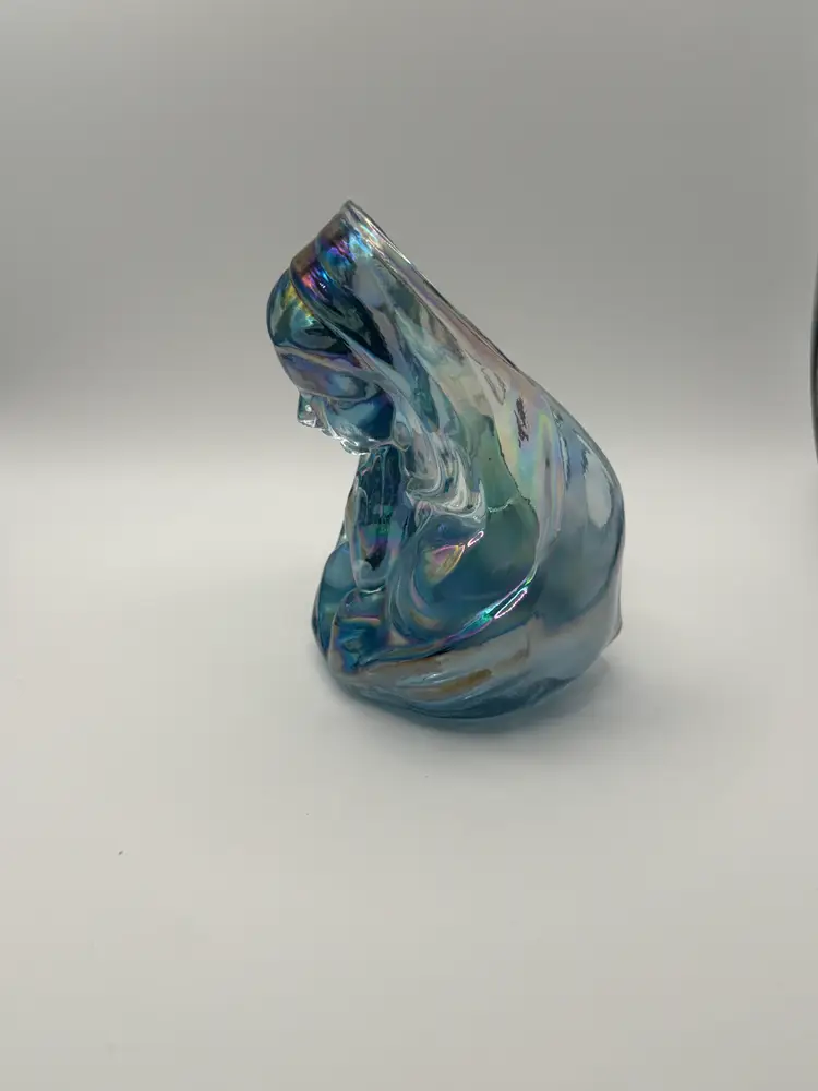 Vintage Fenton Iridescent Glass Madonna Figure Votive Candle Holder