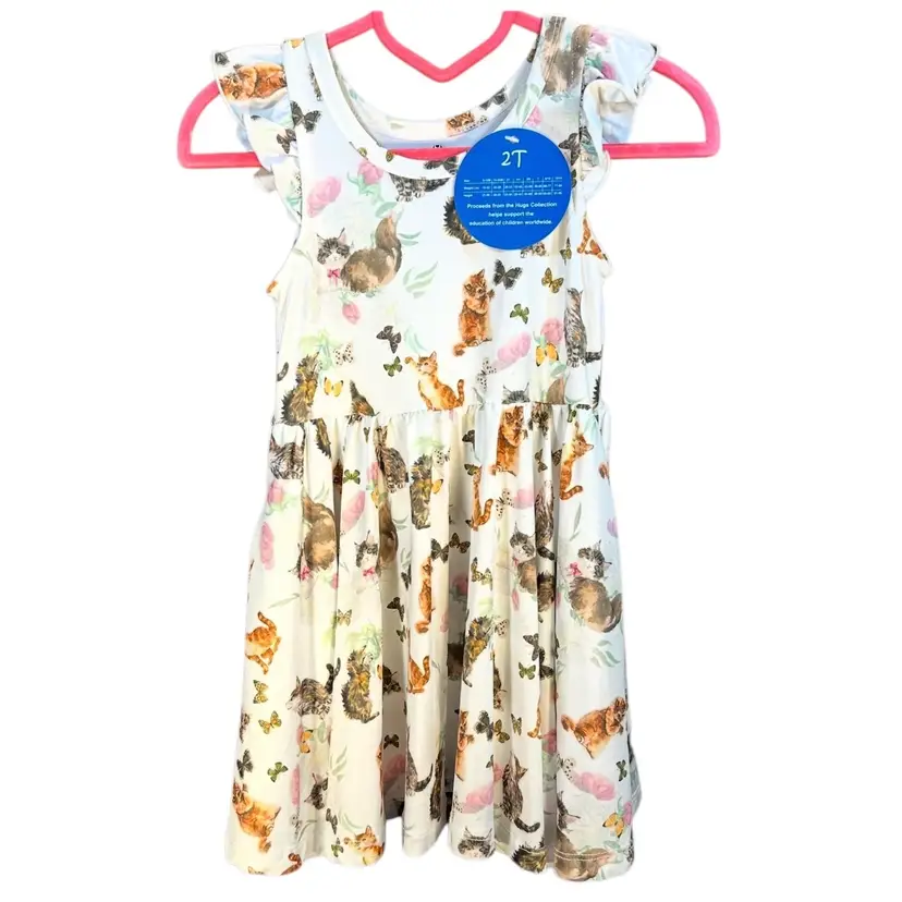 Charlie’s Project Twirl Dress Circle Skirt Butterflies Cats Kittens Pockets Size 2T