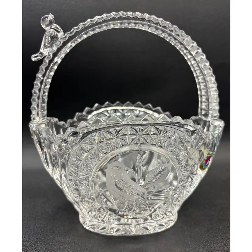 German Hofbauer Crystal Byrdes (Bird) Basket Vintage