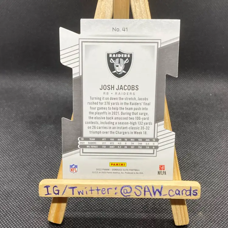 Josh Jacobs 2022 Donruss Elite Die Cut /24 Los Vegas Raiders