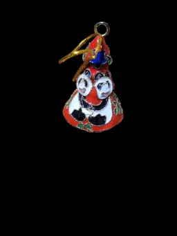 Cloisonne Christmas tree ornament with pandas on it 3.5" t x 3.5"w