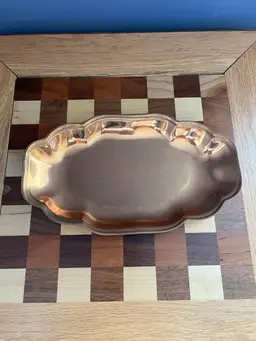 Vintage Coppercraft Guild scalloped edge copper decorative tray.
12” x 7”