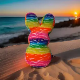 RARE Peeps Rainbow Plush 18" Multi Color Tie Dye 2018 Easter Plush Bunny stuffed