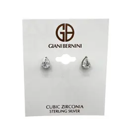 NWT Giani Bernini Sterling Silver Pear Cut Cubic Zirconia Stud Earrings