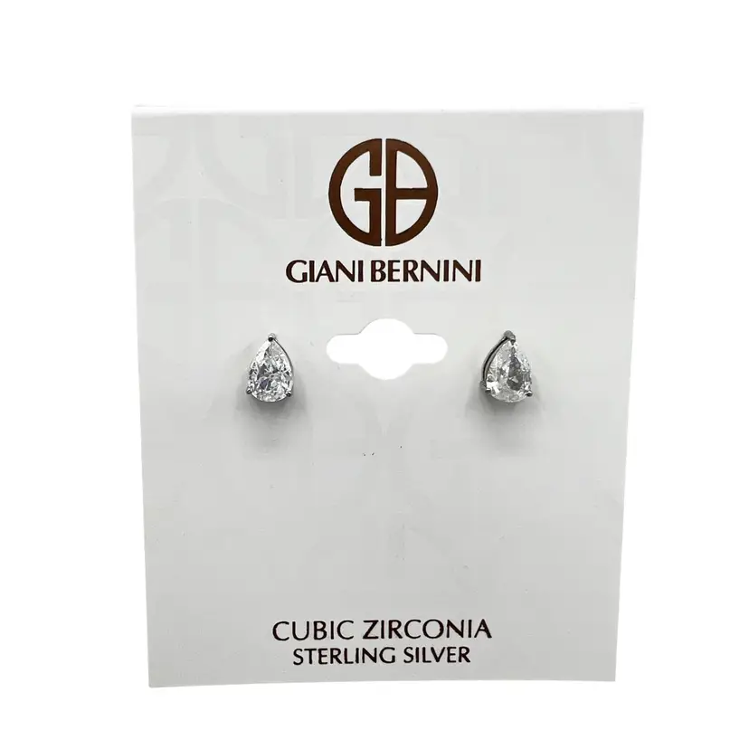 NWT Giani Bernini Sterling Silver Pear Cut Cubic Zirconia Stud Earrings