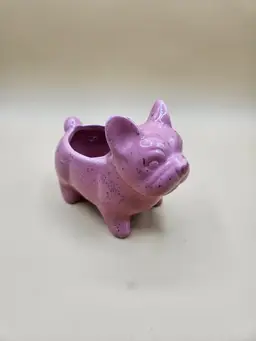 Pink Frenchie Dog Planter w/Speckles