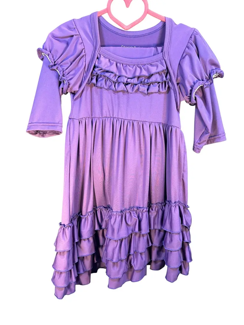 Charlie’s Project Purple Ruffled Twirl Dress Pantaloons Size 5/6 Sunday Dressy New
