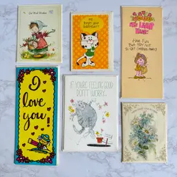 Vintage Greeting Card Lot - Flower Power Bright Colors, Unused