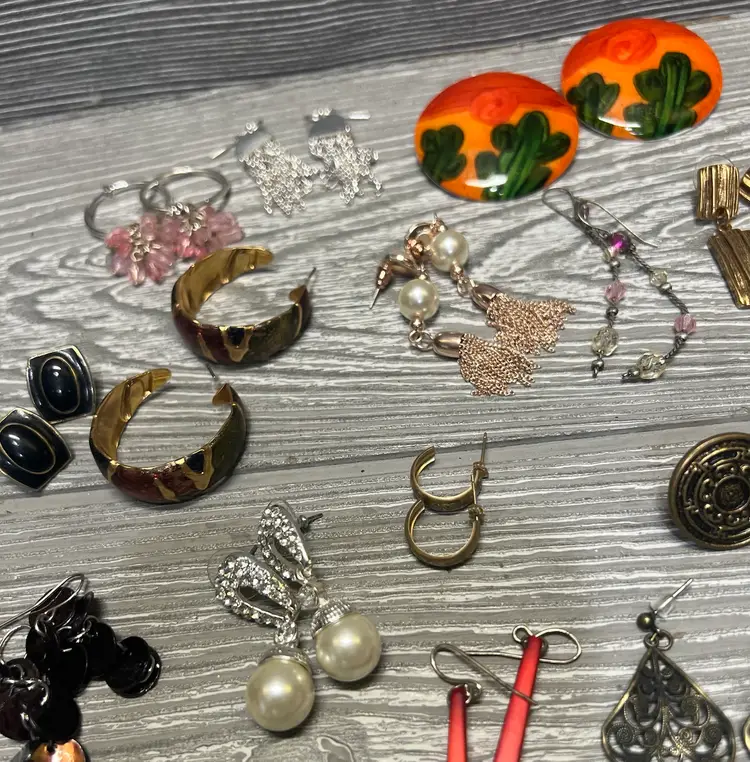 Huge Lot of Pierced Earrings 65 + Pairs Dangle & Stud Fashion Costume Jewelry