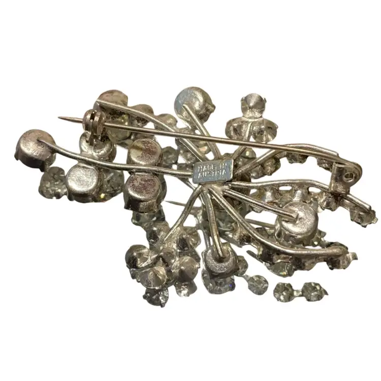 Floral Or Snowflake Style Brooch In AB Crystals