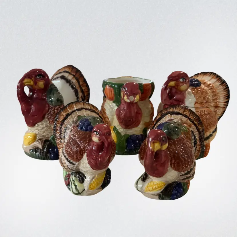 Turkey S&P Shakers, Napkin Holder, Cream & Sugar Set - Jay Ceramics 1997