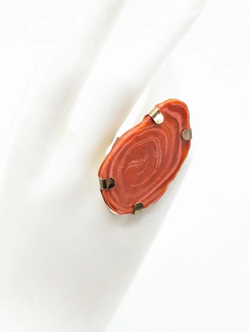 Chunky Agate Ring Copper Tone