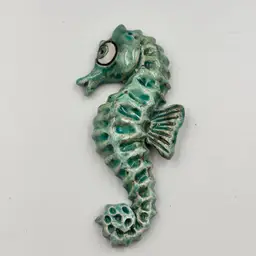 Small Studio Pottery Seahorse 4” Signed