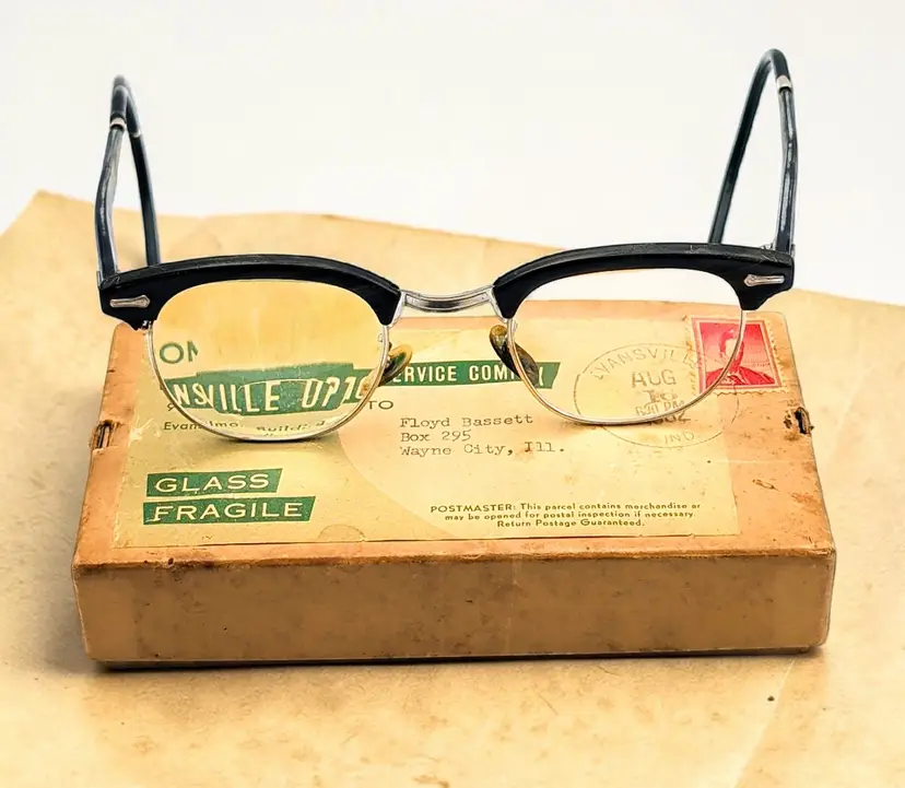 Vtg Shuron Ronsir Browline Black Briar 1/10 12K GF Relaxo Temple Eyeglasses