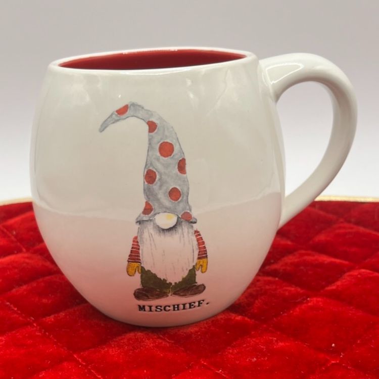 Rae Dunn 18oz Ceramic holiday Christmas MISCHIEF Gnome coffee tea cup Mug
