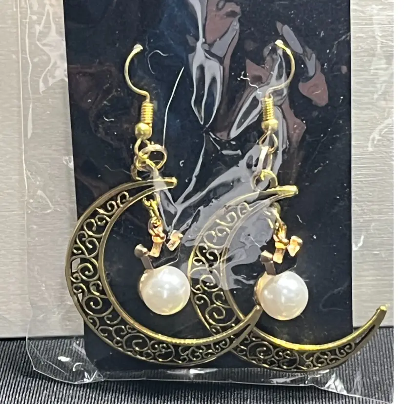 Moon And Crown Metal Earrings Made By Me