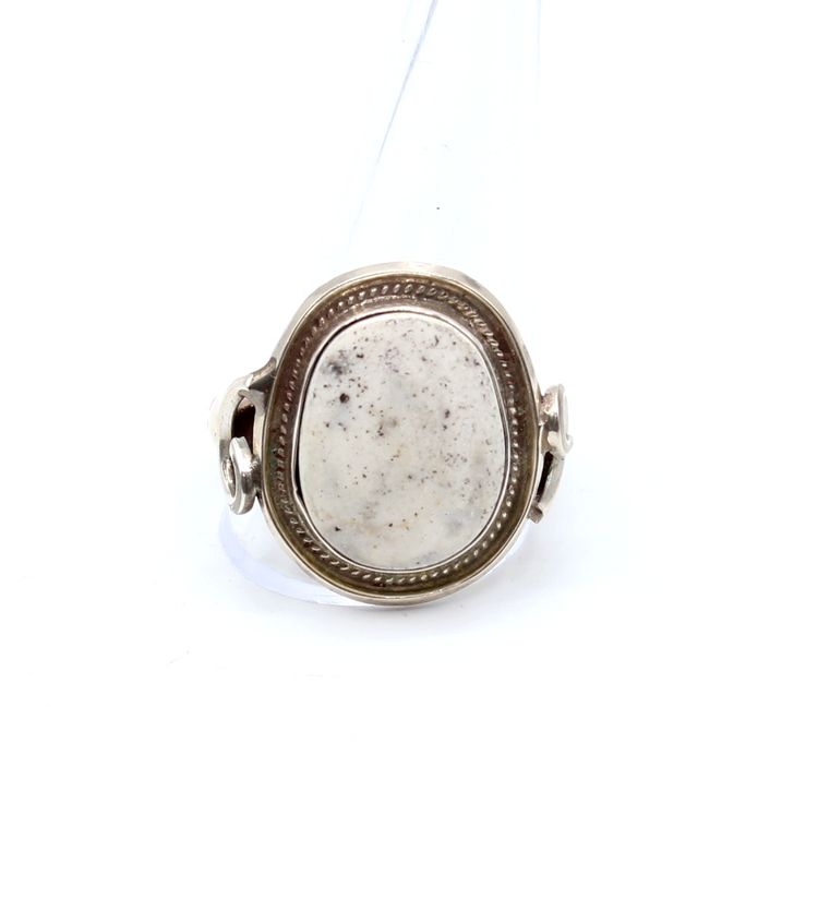 Juan Guerro Navajo Dine' sterling silver white buffalo size 14 ring 15.40g