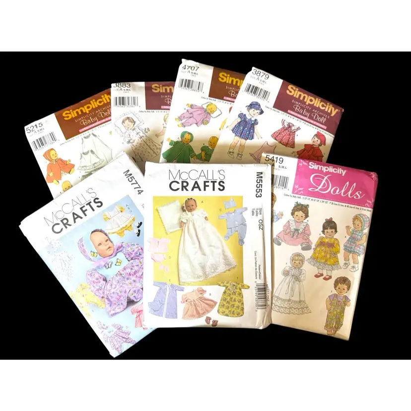Lot Of 7 BABY Doll Clothes Sewing Pattern Multi-size Uncut Simplicity Mcall’s #6