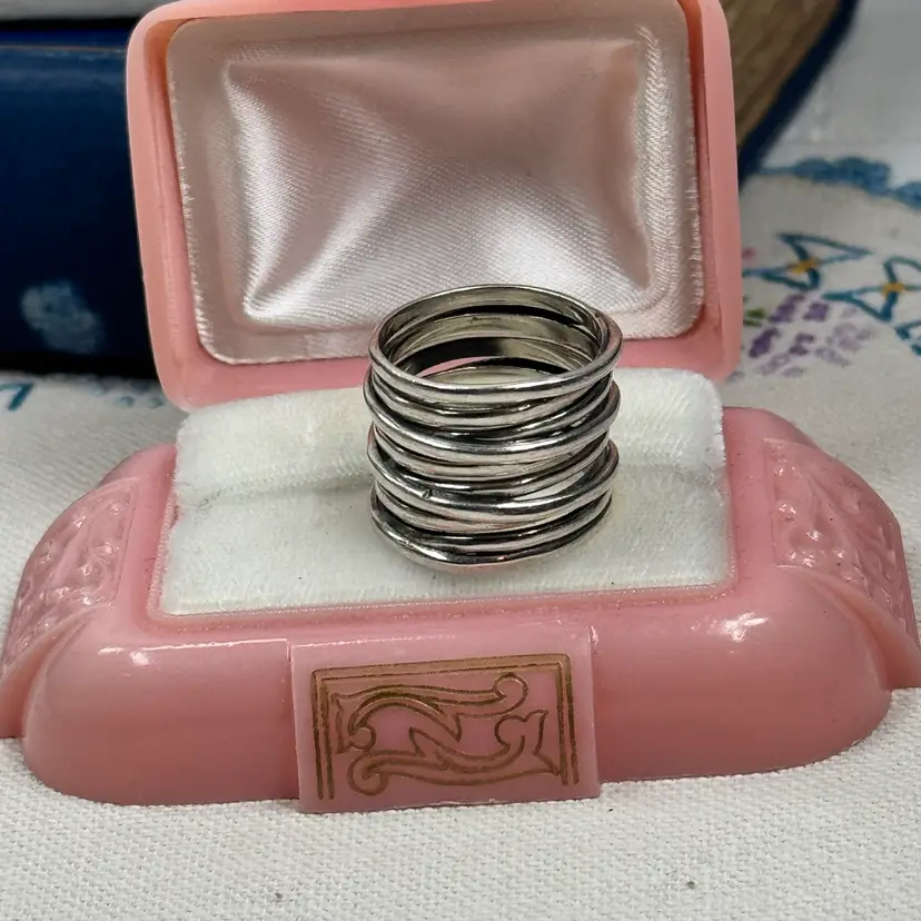 Sterling Silver Stacked Thick Band Size 7